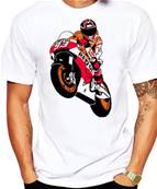 Tshirt biker blanc MOTO WHEELING  XXL color zx1306 coton