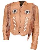 Veste cuir à franges HOT LEATHERS Os et perles taille M