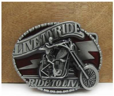 Boucle de ceinture  LIVE to RIDE squelette sur moto
