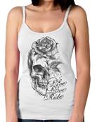 debardeur Hot Leathers ladies blans skul avec rose L