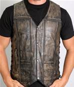 Blouson gilet cuir veilli homme HOT LEATHERS bouton pression 2XL