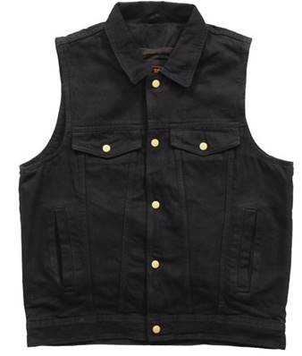 gilet jeans Hot Leathers all black 2XL