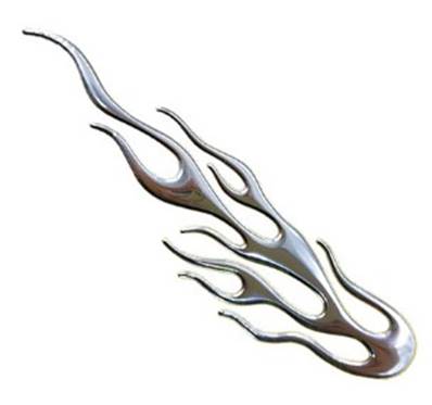 Autocollant FLAMME chromé 15cm FINI -50%