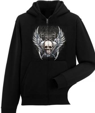 Sweat veste capuche - tete de mort ailée M