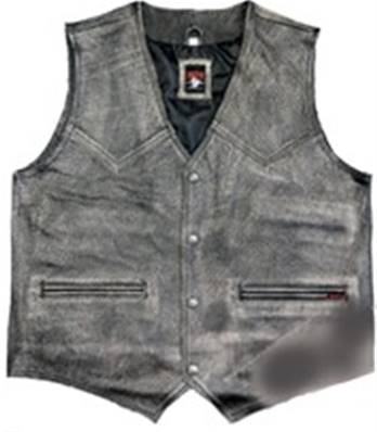 Blouson gilet cuir biker vintage - L