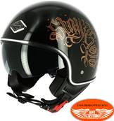 Casque ASTONE MINIJET letters noir brillant - demi jet - L