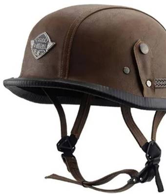 Casque moto NON HOMOLOGUE allemand revetement sky , taille XL marron 