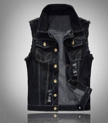 Veste JEAN SLEEVELESS 4XL noir type usée 