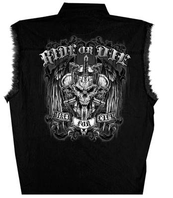 gilet en jeans Hot Leather noir 3 skull avec epée XL