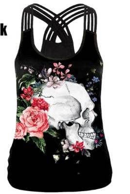 Debardeur femme skull et fleur taille XL color FS FINI