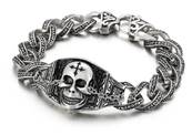 bracelet color inox skull avec chaine 