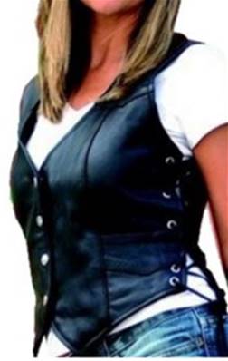 Blouson gilet cuir bikeuse bouton pression L - 40