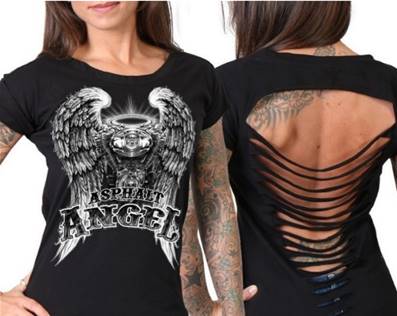 Tshirt bikeuse lady ANGEL VTWIN dos ajouré  M