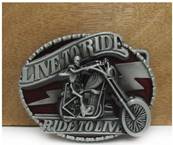 Boucle de ceinture  LIVE to RIDE squelette sur moto