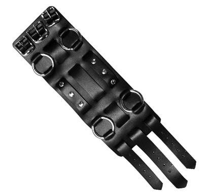 bracelet large Hot Leather triple lanière noir