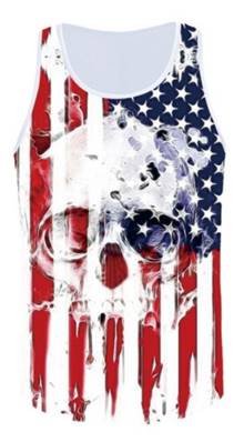 Debardeur biker - tete mort sur drapeau USA XXL