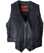 Blouson gilet cuir noir femme HOT LEATHERS  tressées M