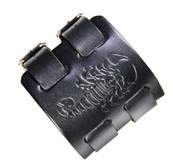 Bracelet manchette cuir noir type punk motif scorpion