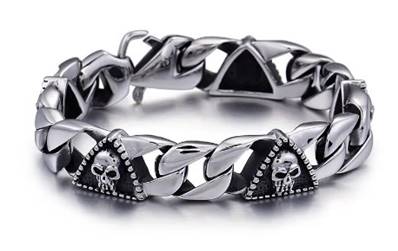Bracelet inox 5 skull ds triangle