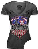 Tshirt bikeuse lady LETHAL MOTORCYCLE USA  M
