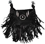 Pochette noire à frange HOT LEATHER pour femme