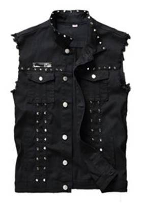Veste JEAN SLEEVELESS 4XL noir avec rivets BIKER
