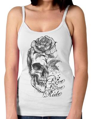 debardeur Hot Leathers ladies blans skul avec rose L