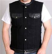gilet Hot Leathers mixte jeans et cuir noir 2XL