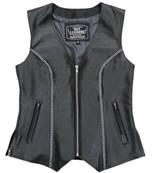 Blouson gilet cuir noir femme HOT LEATHERS strass et poche int L