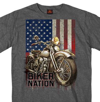 Tshirt gris HOT LEATHER moto sur drapeau US talle XL