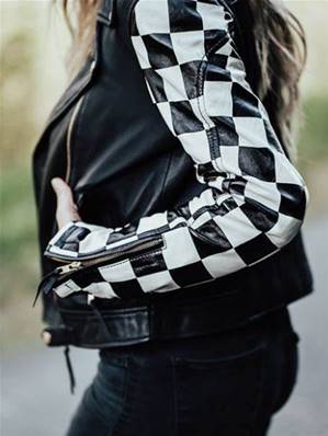 Blouson cuir manches damier 5 poches M -45% FINI