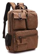 Sac à dos moto en tissu marron 4 poches