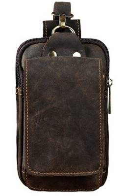 Portefeuille pour ceinture cuir marron pour ceinture dark brown