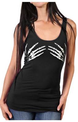 Debardeur noir femme HOT LEATHERS mains de squelette taille M