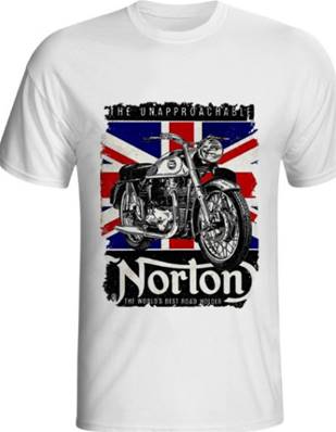 Tshirt biker blanc NORTON MOTO/DRAPEAU XXL color wwb13 coton FINI
