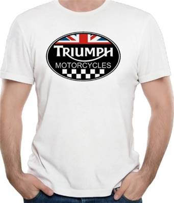 Tshirt biker blanc LOGO OVAL TRIUMPH  XXL color zx967 coton