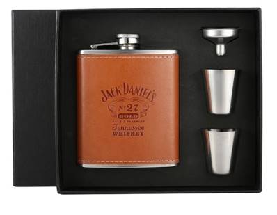 Fiole JACK DANIEL'S color noire pack avec 2 verres