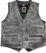 Blouson gilet cuir biker vintage - L