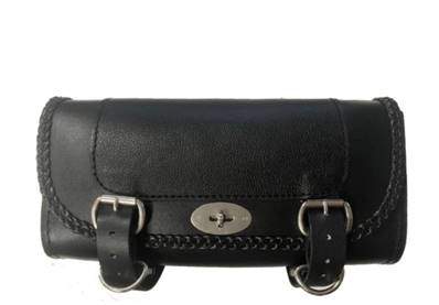 Sacoche outils cuir tressée verrouillable pour fourche
