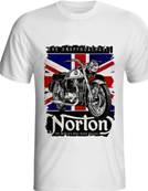 Tshirt biker blanc NORTON MOTO/DRAPEAU XXL color wwb13 coton