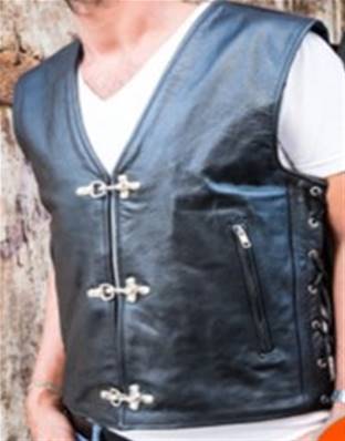Blouson gilet cuir biker à clips 2XL -52