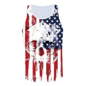 Debardeur biker - tete mort sur drapeau USA XXL
